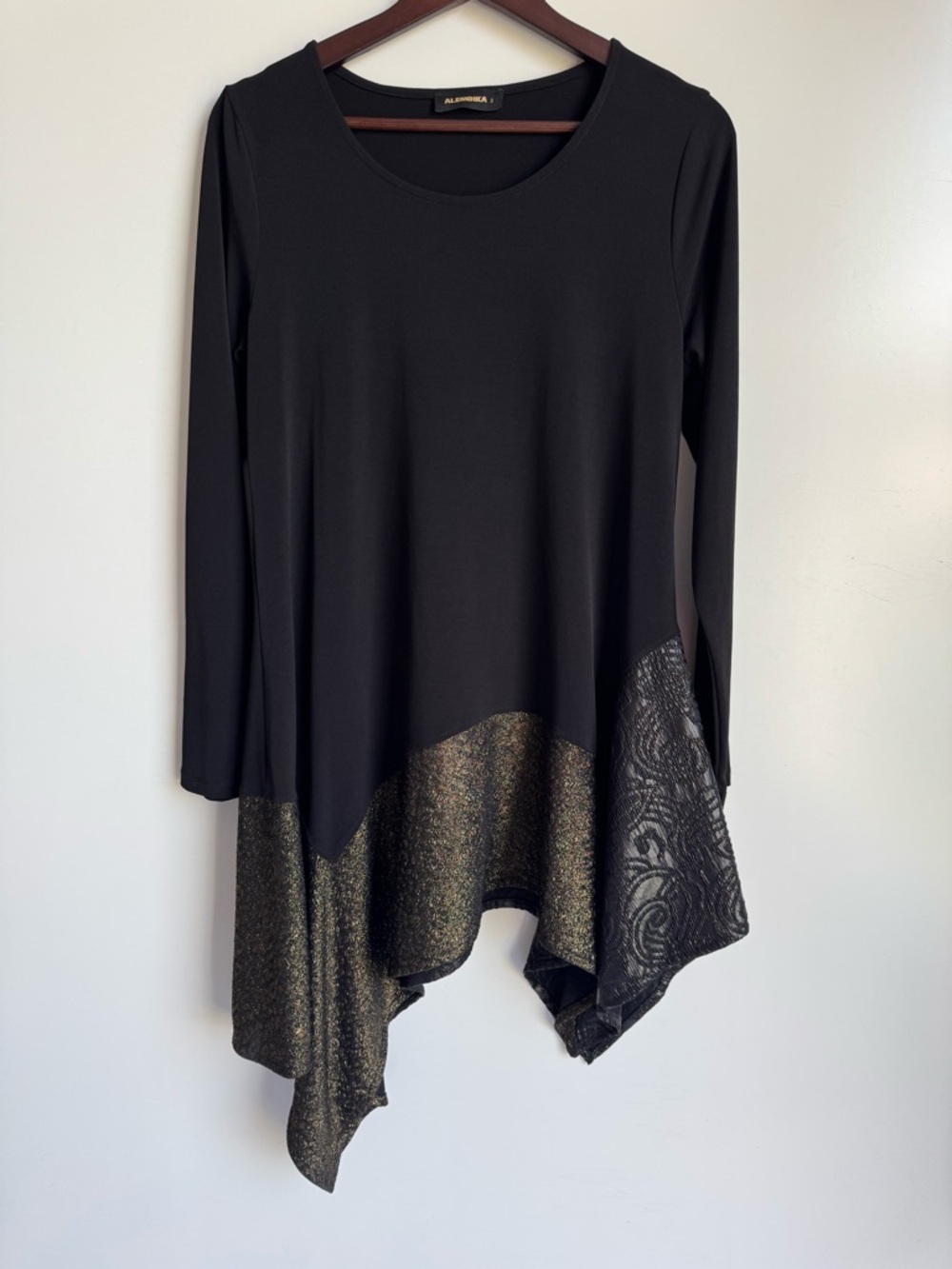 Alembika Swing Tunic Blouse Top size 3 US 10  12‎ asymmetrical flowy chic Jersey